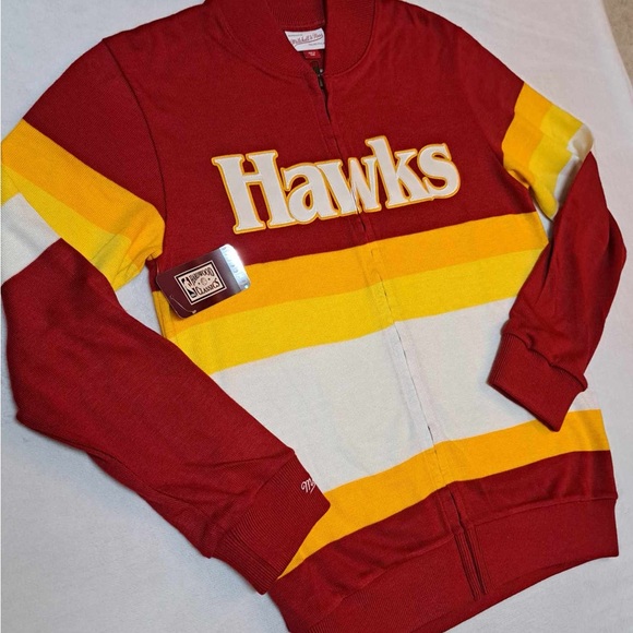 Atlanta Hawks x Mitchell & Ness NBA Front Stripe Full Zipper Sweater - SZ SMALL - Picture 3 of 8